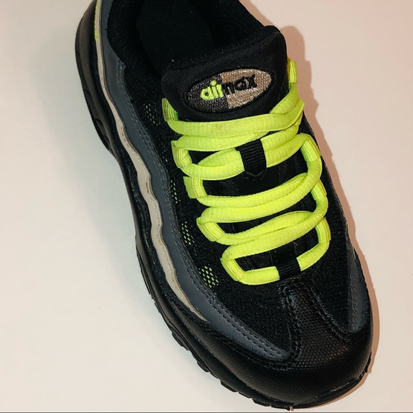 EUC Nike Air Max 95 PS Black Volt Dark Grey Little Kids Shoe Size 11c - Picture 6 of 12